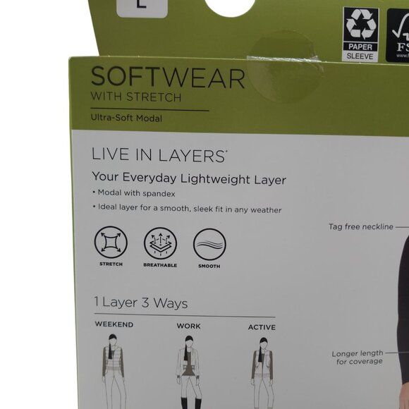 Cuddl Duds Womens Long Sleeve Crew Ultra-Soft Modal Stretch Layer L Green Plaid - Picture 6 of 10